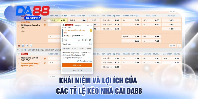 Khái niệm và lợi ích của các tỷ lệ kèo nhà cái DA88