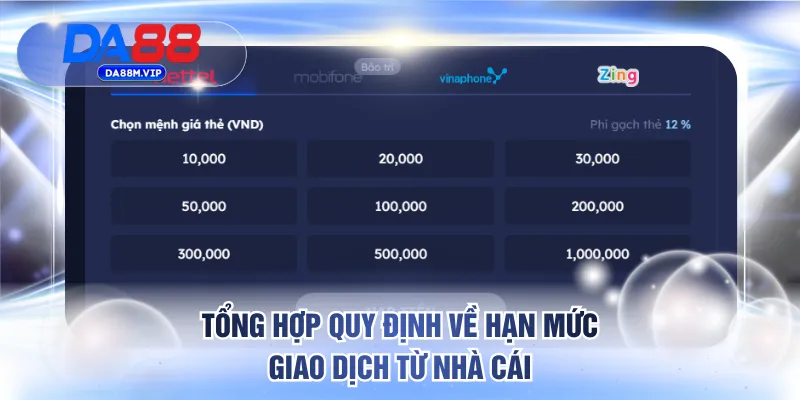 Tổng hợp quy định về hạn mức giao dịch từ nhà cái